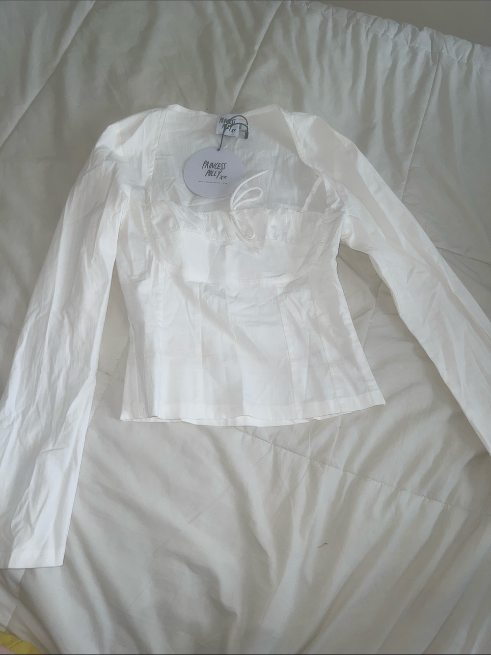 Princess Polly White Long Sleeve Corset Blouse